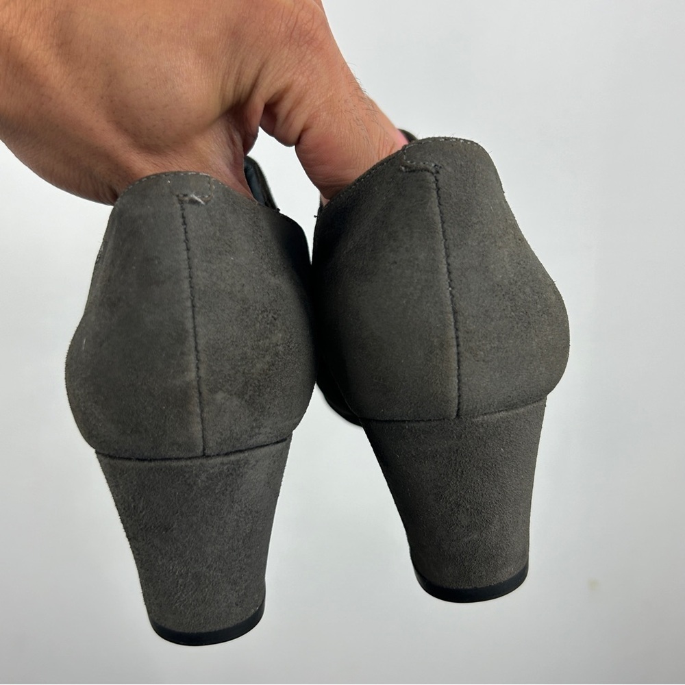 Vionic Stanton Suede Leather Wedge Ankle Booties Gray Comfort Shoes - Picture 6 of 8